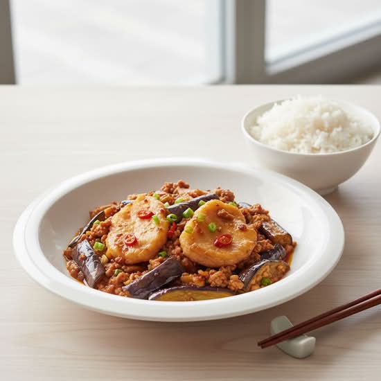 143. Sole Fillet and Eggplant with Spicy Meat Sauce 漁香茄子炆龍利球